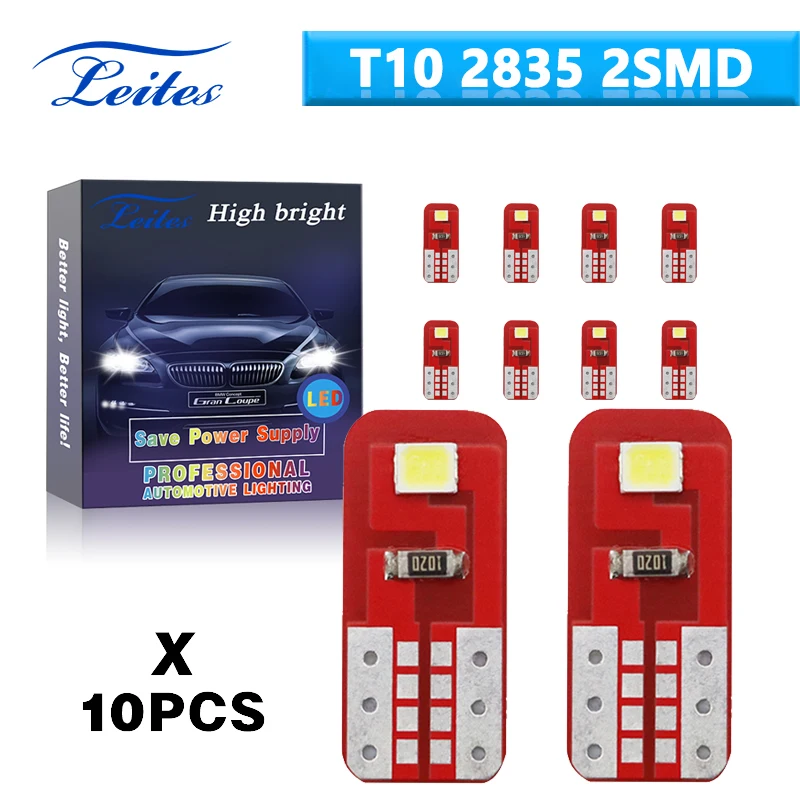 

10PCS W5W T10 LED Bulbs Canbus 2835 SMD 12V 3W 194 168 6500K White Car Light Lamps Side Maker Headlight Turn Signal Reading Door