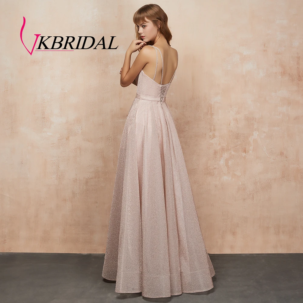 VKbridal/платья для выпускного вечера с карманом и v образным вырезом блестящие