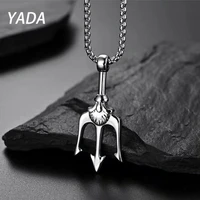 yada neptune trident presentsnecklace charm for men women jewelry punk necklaces stainless steel hip hop necklace se210071