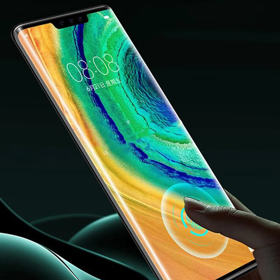 50Pcs/Lot Full Curved Edge Tempered Glass Protector For Huawei P30 P40 Pro Mate 20 30Pro P20 Lite Screen Protective Glass