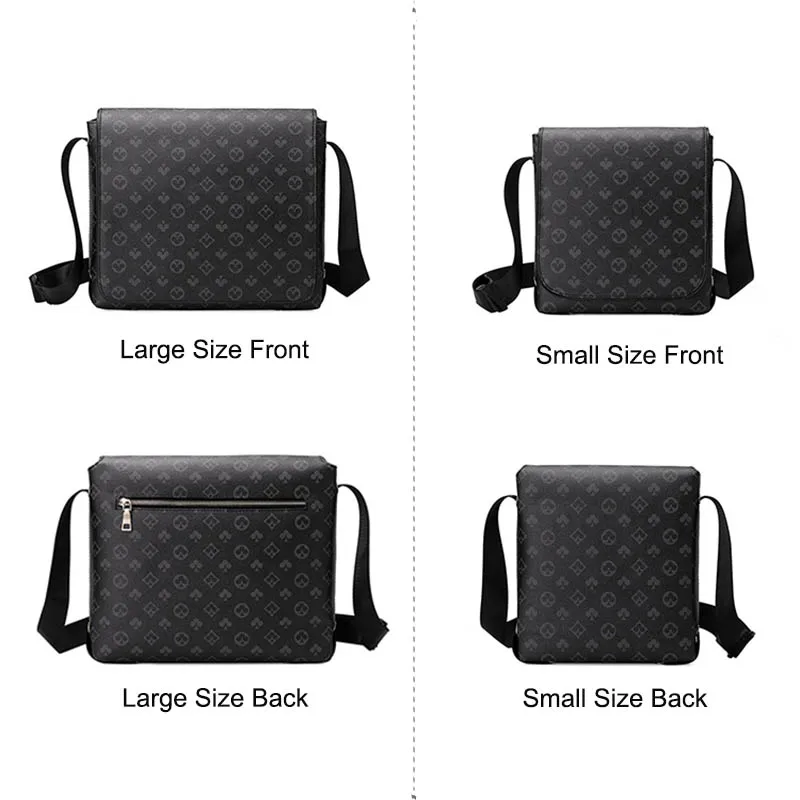 GLMAHUA Black Man Messenger Bags Classic Leather Shoulder Crossbody For Men Business Briefcase Sling Printed Male Bag |