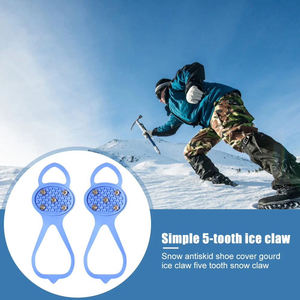 

5 Teeth Ice Gripper Spike Cleats Crampons Non-Slip Climbing Shoes Covers Spikes Grips Cleats Over Shoes Covers Ice Gripper
