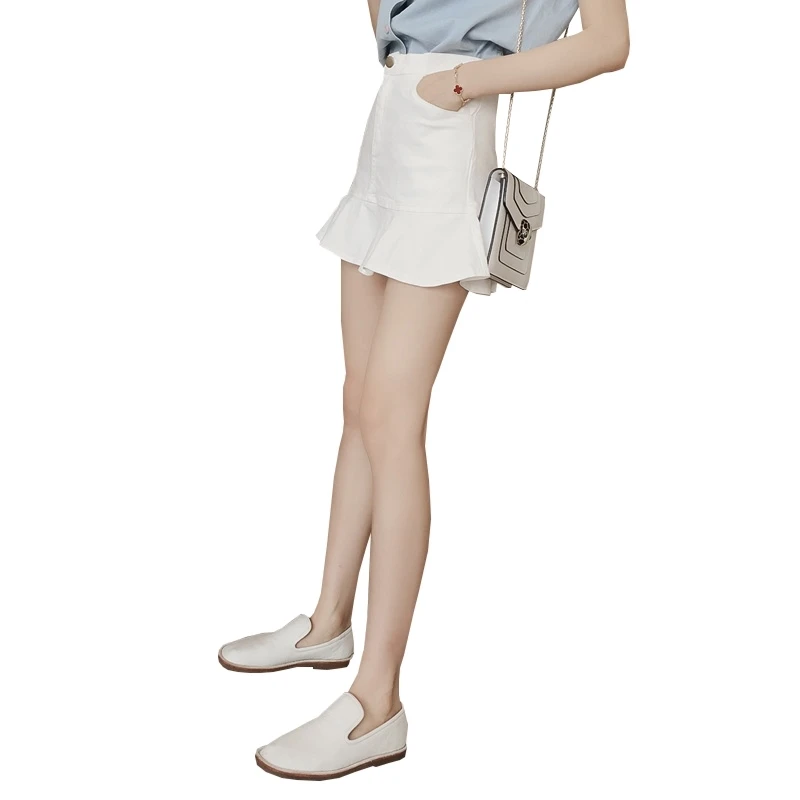 

2020 summer new high waist hip skirt Korean versatile solid A-line short skirt Ruffle fishtail skirt