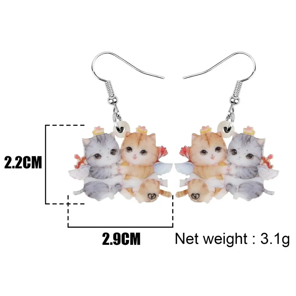 Акриловая бижутерия Bonsny в виде двойного Купидона кошки для женщин и девушек