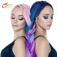 100g per pack 24 inches big braid hook stitch synthetic knitting hair extension headdress fiber crochet color artificial wig
