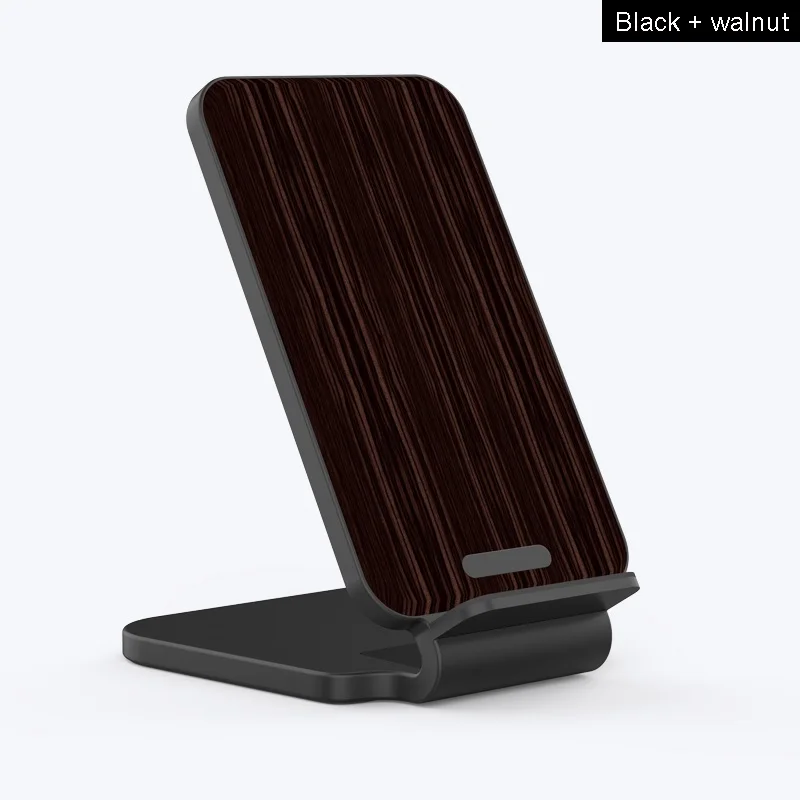 Black Lantro JS Qi Беспроводное зарядное устройство Подставка дерево быстрое зарядное устройство для iPhone Xs Max и смартфона с 1 м type C кабель без адаптера - Тип штекера: Black