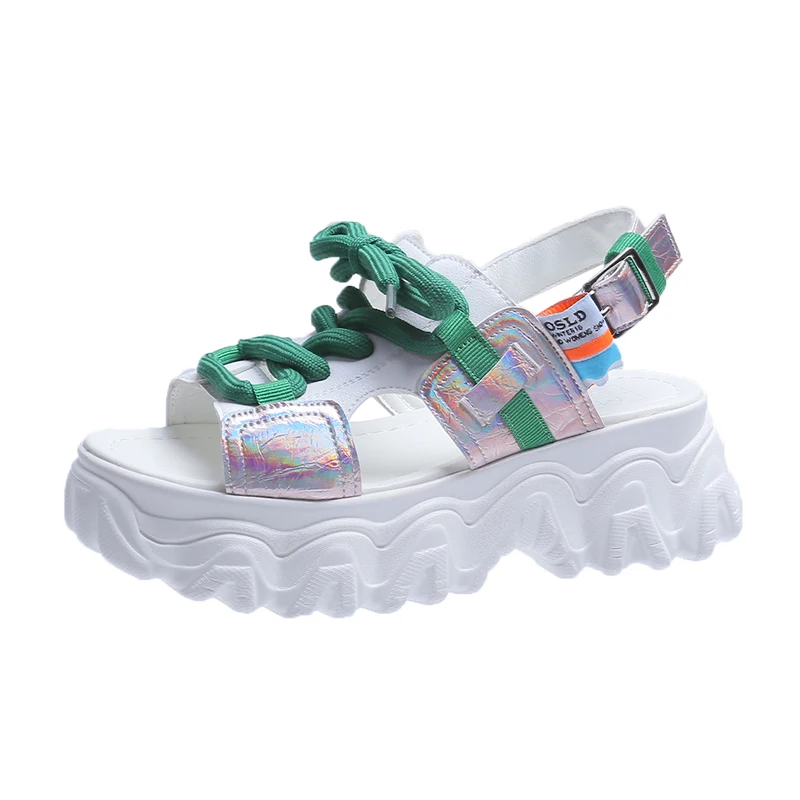 Женские сандалии на массивной платформе черные повседневные дизайнерские туфли