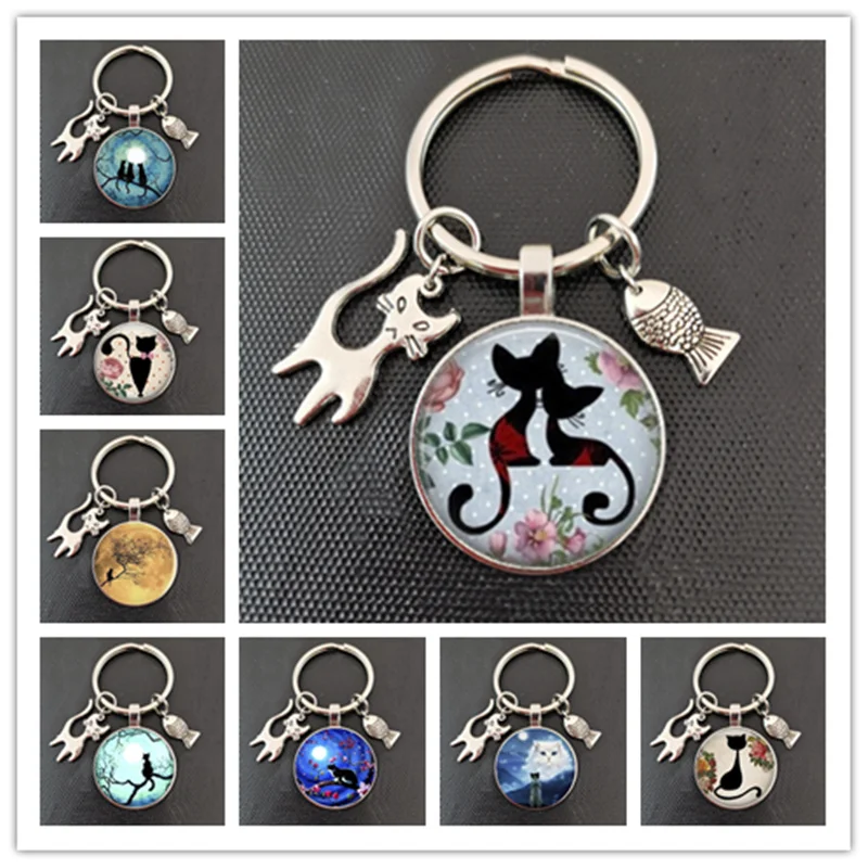 Брелок с изображением голубой луны галактики котенка Потертого шикарного кота