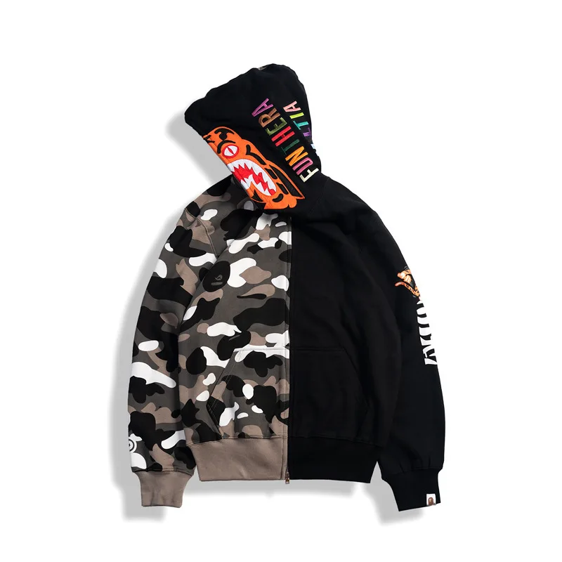 

BAPE Hoodies Sweatshirt Autumn Camouflage Embroidered Luminous Thin Teenagers Casual Loose Jacket Hoodies Clothes Men