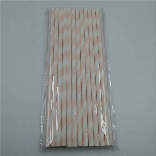 strip light pink 25 шт., бумажные соломинки в красную полоску, в виде звездочек, в горошек, в виде сердца, бронзового цвета для детей, для дня рождения, свадьбы, вечеринок, креативные питьевые соломы с нашивками - Цвет: strip light pink