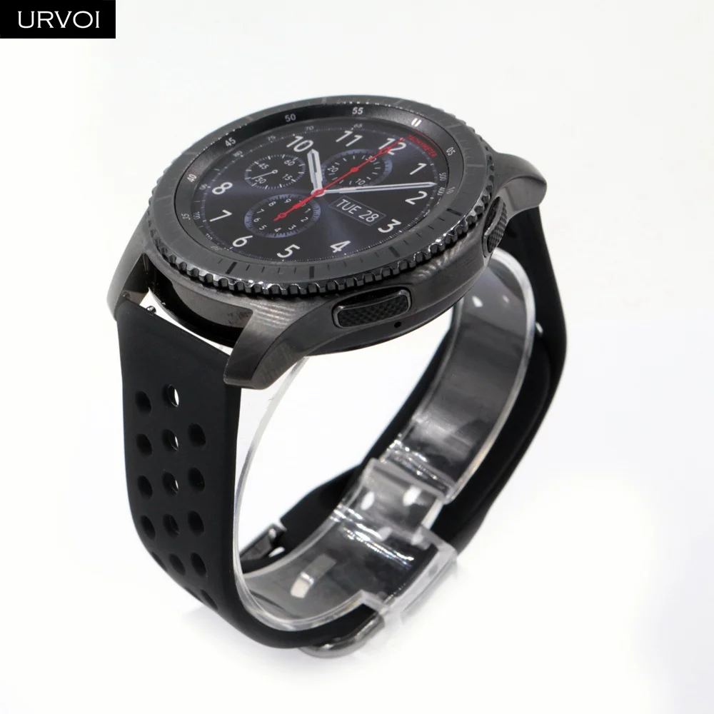 URVOI силиконовой лентой для Galaxy Watch Active/42/46 мм шестерни ремешок для спортивных часов для HUAWEI GT быстроразъемные контакты мягкий сменный 20/22 мм