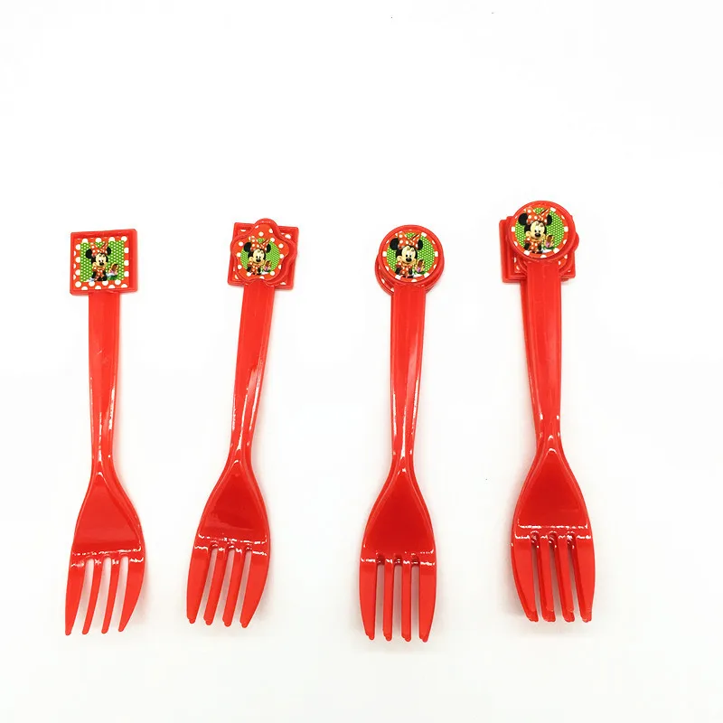 fork 10pcs Минни anniversaire вечерние Минни Маус посуда коллекция для маленьких детей на день рождения украшения, товары для вечеринки - Цвет: fork 10pcs