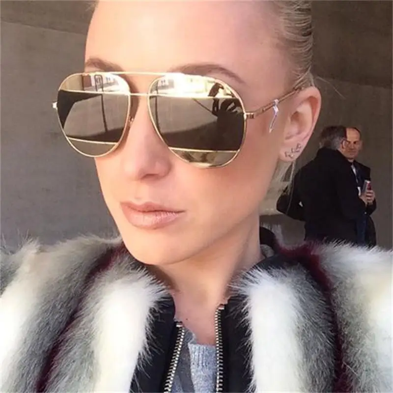 Солнцезащитные очки с матовыми золотыми и серебряными линзами UV400 зеркальные