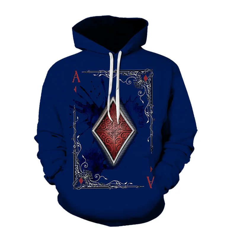 

Mens Sweatshirt 2021 Autumn Hooded Personalized Sweatshirt 3D Poker Printed Casual Mens Womens Street Fashion Sweatshirt