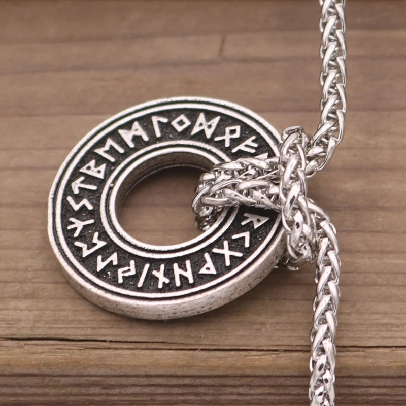 

Runic Vegvisir Compass Pendant Necklace Futhark Runes Viking Talismans Jewelry 83XF
