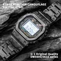 xaozu dw5600 set metal watch strap 316l stainless steel watchband case for dw5000 gw m5610 5600 gw b5600 belt bezel tools