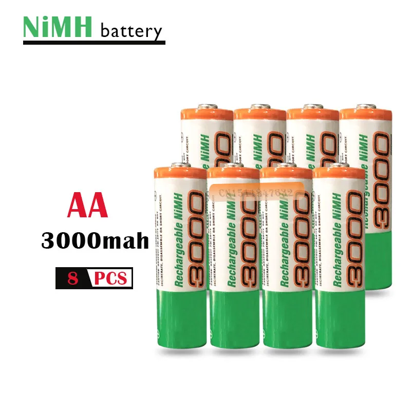 8 шт./лот AA 3000mAh 1,2 V перезаряжаемая Ni-MH батарея для фонарика лазерной ручки цифровая камера игрушка