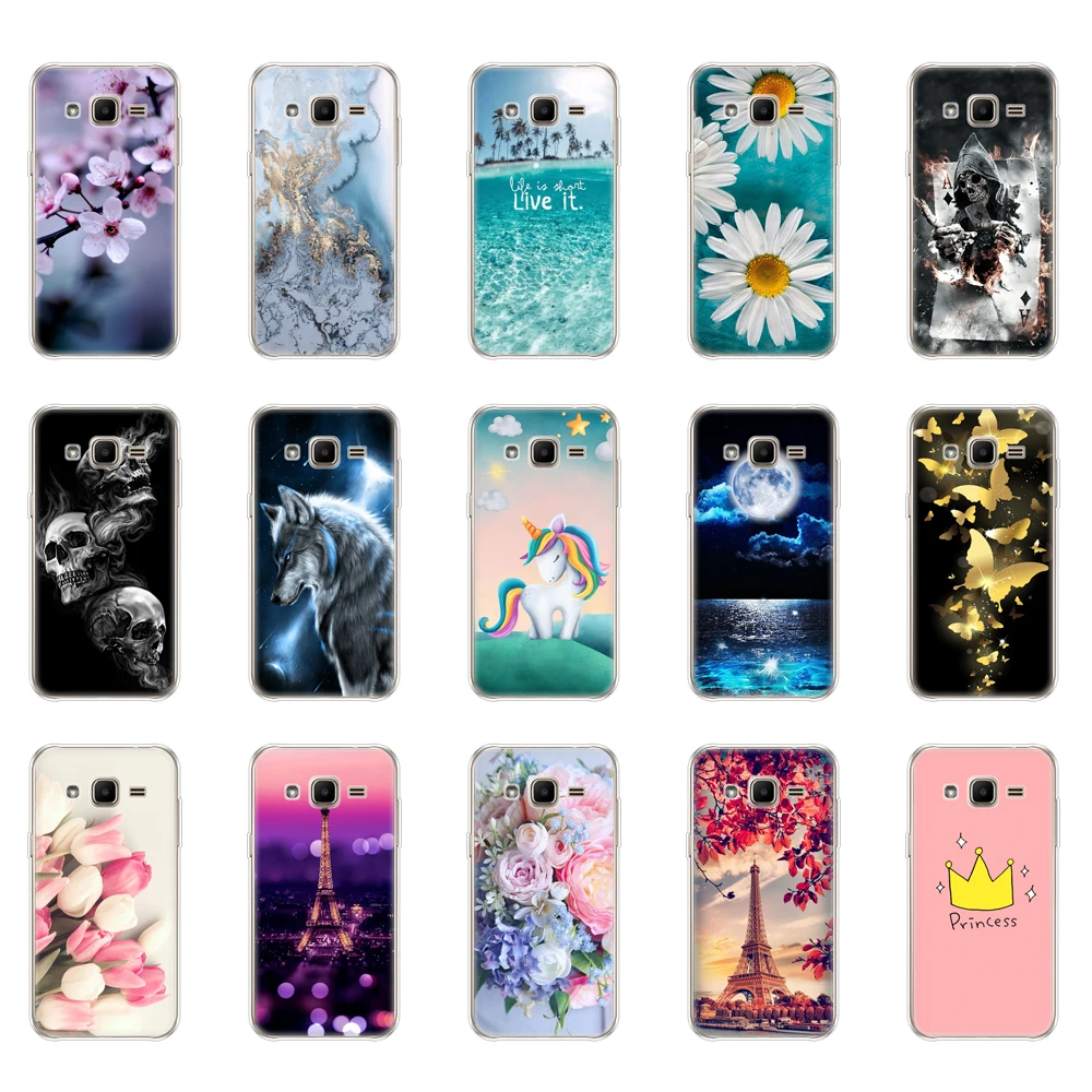 Soft TPU Case For Samsung Galaxy J2 SM-J200F J200H for samsung 2015 4.7inch back cover 360 full protective coque flower | Мобильные