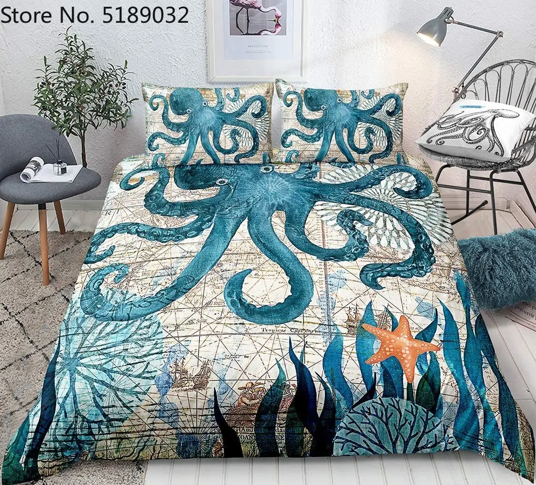 Морские постельные принадлежности для животных комплекты 2/3 шт осьминог набор