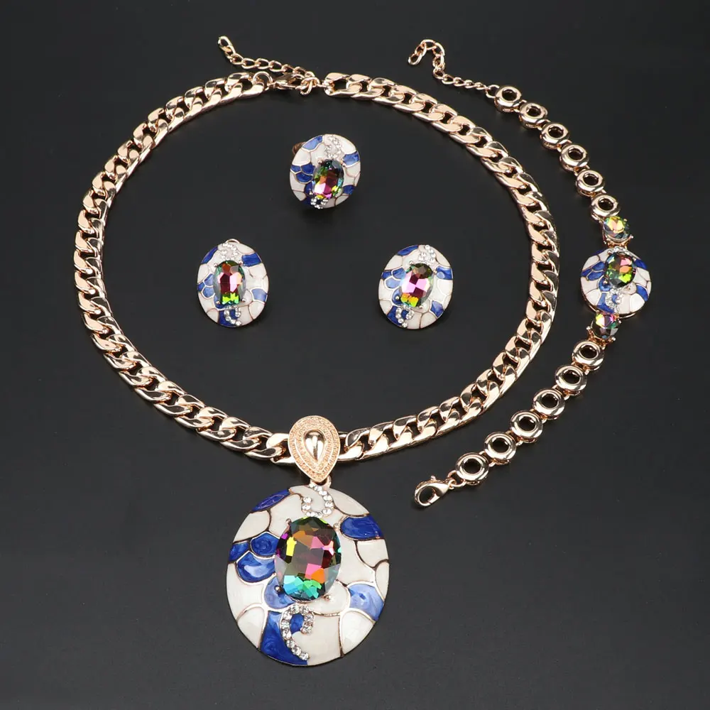 Женские винтажные Ювелирные наборы CYNTHIA элегантное подвесное ожерелье серьги