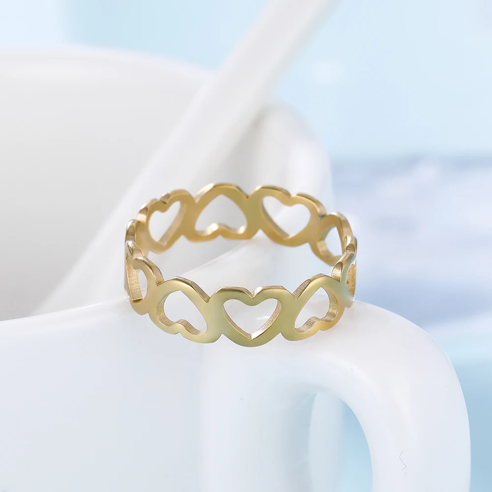 Кольцо Skyrim с полым сердцем розовое золото нержавеющая сталь романтичное пробы