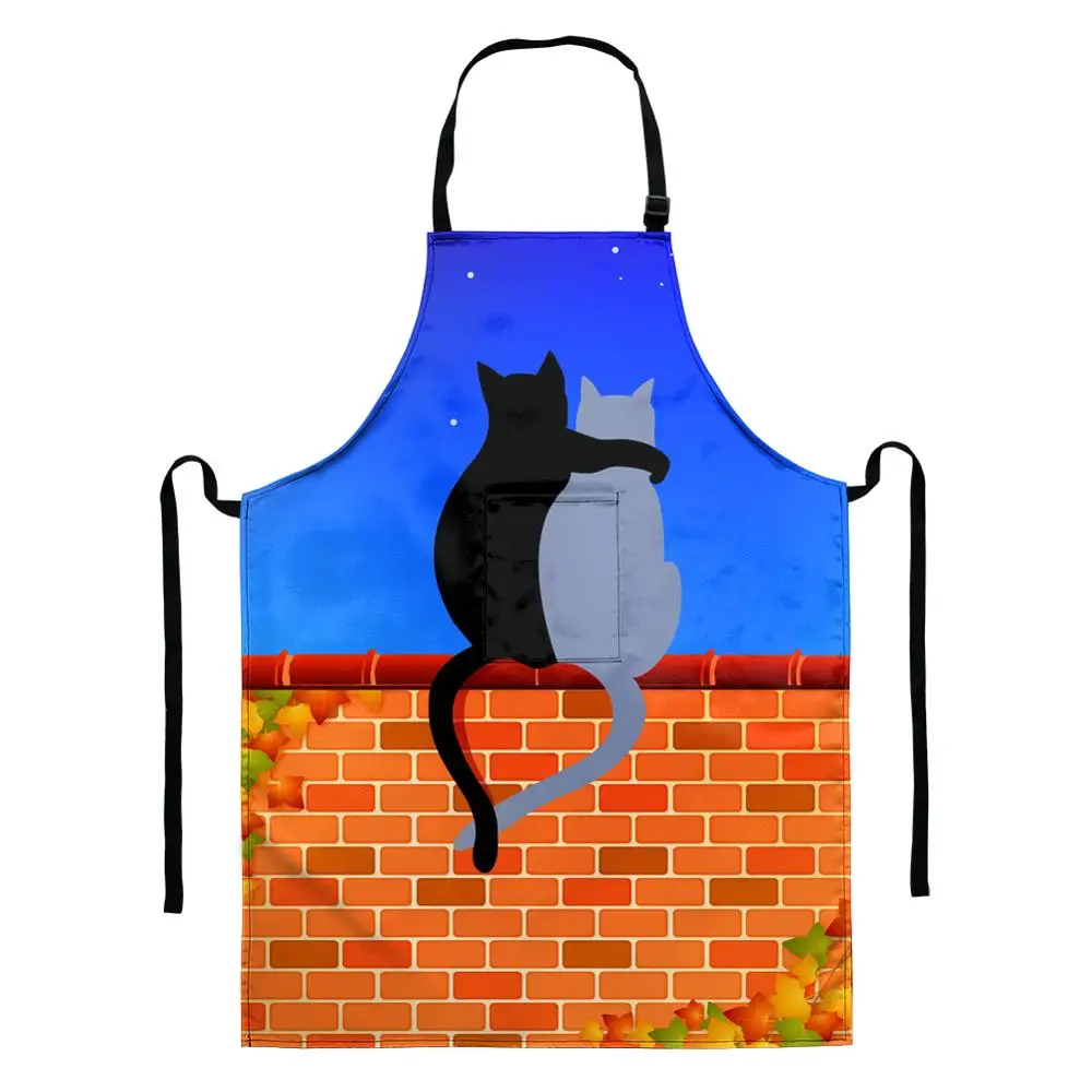 

Фартук женский из хлопка и льна с принтом милой кошки, 1 шт.