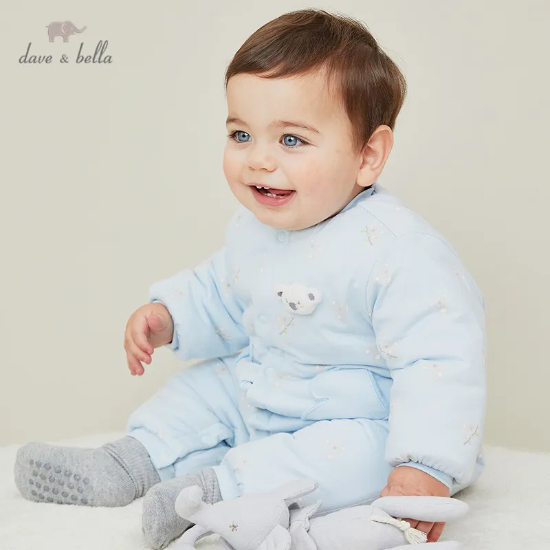 

DBH15066 dave bella winter new born baby unisex fashion print padded jumpsuits infant toddler clothes children romper 1 piece
