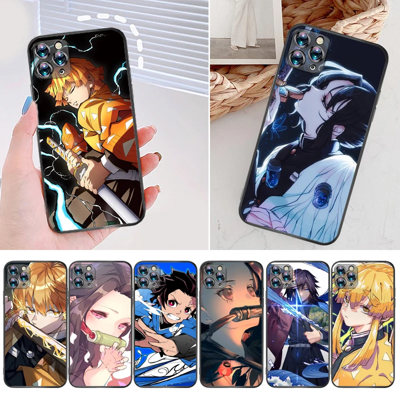 

Demon Slayer Kamado Nezuko Agatsuma Zenitsu Kimetsu No Yaiba Kamado Tanjirou Phone Case For iPhone 12 Pro MAX SE 2020 Soft TPU