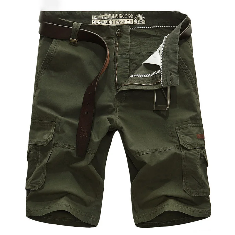 Шорты карго мужские с множеством карманов Брендовые повседневные свободные