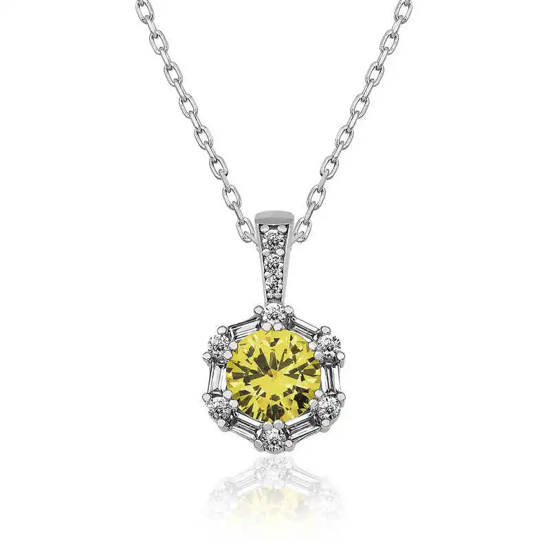 

Silverlina Silver Wheat Yellow Baget Cubic Zirconia Women Necklace