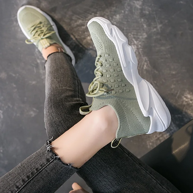 Кроссовки женские на шнуровке светильник кие дышащие Вулканизированная подошва