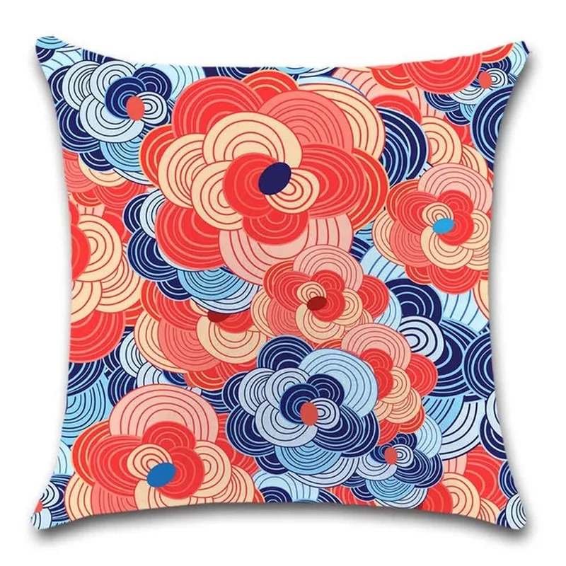Цветная Цветочная волнистая полиэфирная Мягкая Наволочка размер 45x45 см