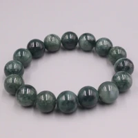100 natural grade a jade jadeite bracelet lucky 13mm dark green beads bracelet for men women