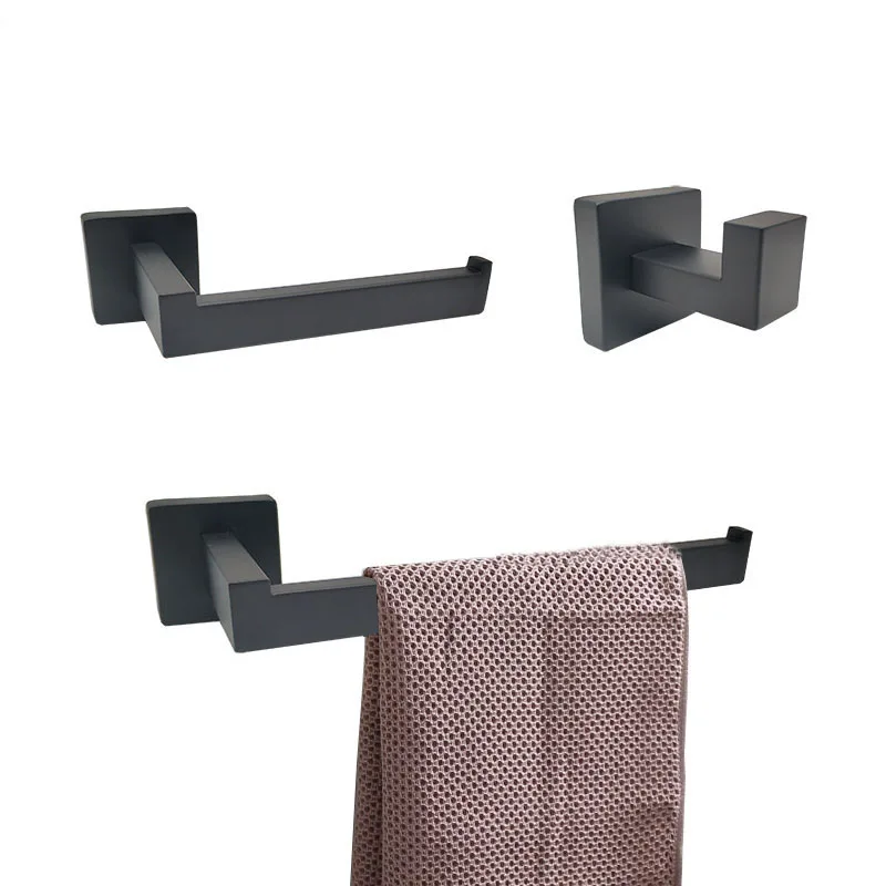 Набор аксессуаров для ванной комнаты черный крючок халата вешалка полотенец