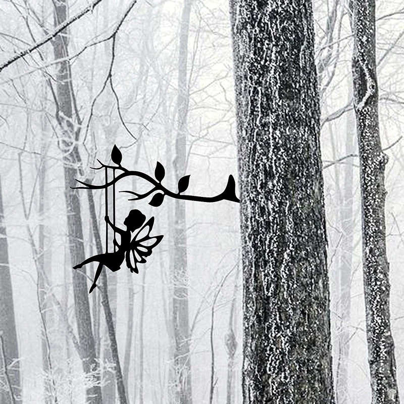 2D декор для сада сказочное украшение металлическая стойка искусство эльф силуэт