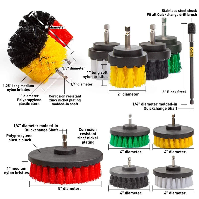 

36Pcs Drill Brush Attachment Set Drill Brush with Extended Attachment Cleaning Accessories for Bathroom, Car, Kitchen