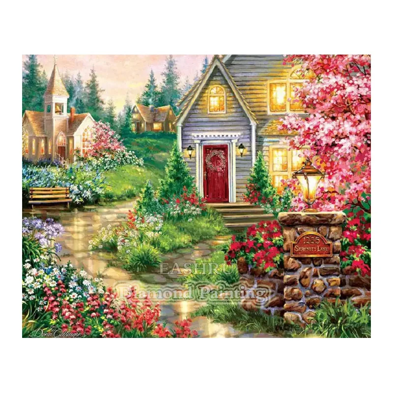 EASHRU алмазная живопись 5D с изображением лесной хижины сделай сам вышивка