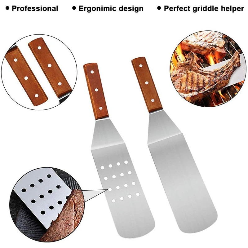 

Grill Spatula Stainless Steel Grillware - 8 pieces High Performance Stainless Steel Spatula Set Professional Grill spatula, Suit