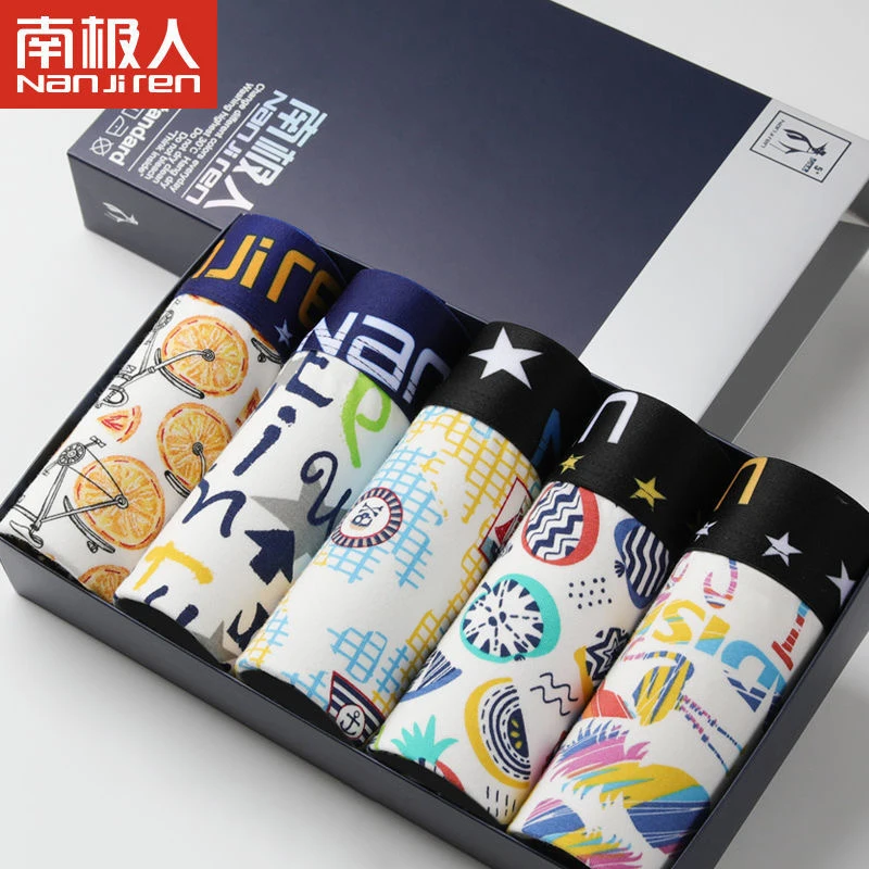 5Pcs/Lot New  Men'S Boxer Men'S Underwear High-Quality Cotton Antibacterial Breathable Men'S Boxer Pants 5XLPIUS Size Shorts