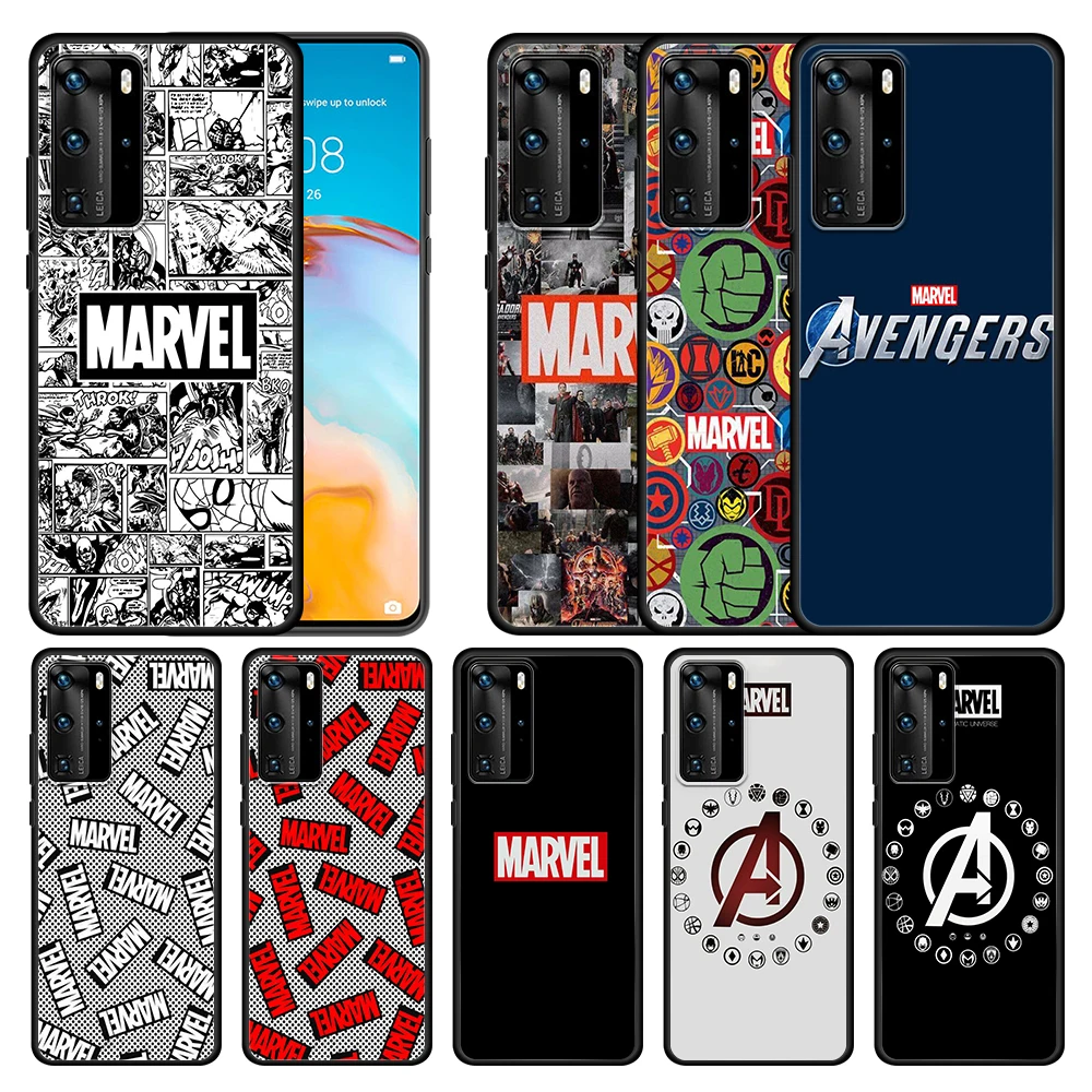 

Marvel Logo Avengers for Huawei P Smart Z S Plus 2020 2019 P40 P30 P20 Pro Lite E Plus 5G Lite Black Phone Case