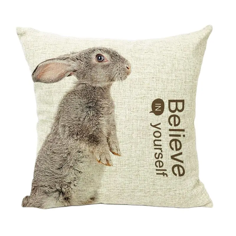 Cuteness Animals Rabbit Dog Cushion Cover Brand Home Hotel Decor Kussenhoes Throw Pillow Square Car Seat Linen Cotton | Дом и сад