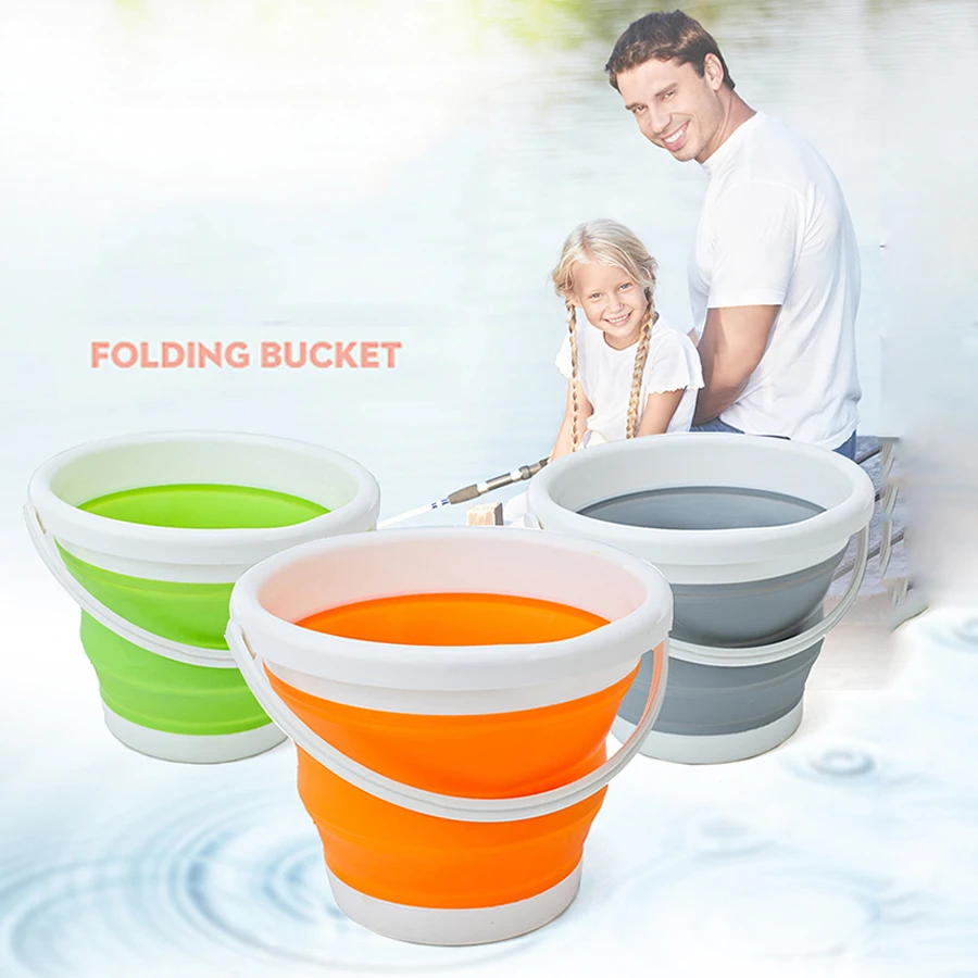 1.5-10L Portable Folding Bucket Outdoor Thick PP Silicone Fishing Supplies Folding Bucket for Fishing Promotion camping Car Wash