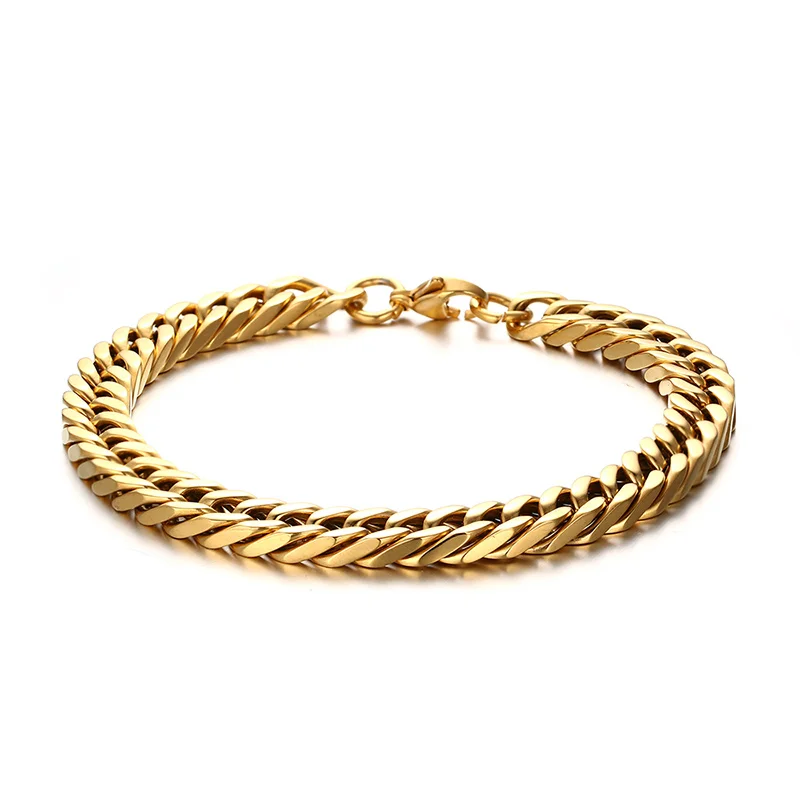 

Mens Simple Stainless Steel Link Chain Bracelets for Women Unisex Wrist Jewelry Gifts Gold color