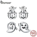 Bamoer Винтаж 925 стерлингового серебра призрак ведьмы на Хэллоуин с принтом тыквы, серьги со шпилькой, для женщин, детей вечерние ювелирные изделия BSE537