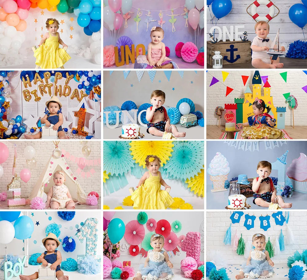 

Avezano Photography Backdrop 1st Birthday Party Cake Smash Balloon Newborn Boy Girl Backgrounds Photo Studio Photocall Photozone
