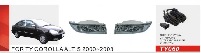 

Qirun fog lamp assembly lights+covers+wires+switch for Toyota COROLLA ALTIS 2000-2003