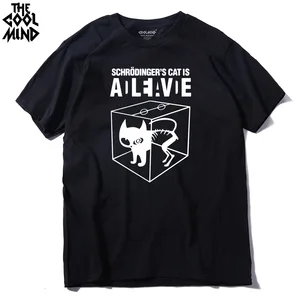 Мужская футболка с коротким рукавом COOLMIND CA0212A, 100% хлопок, с принтом кошки, повседневная, Теория большого взрыва, летняя футболка