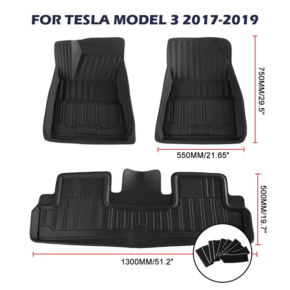 TPE Custom Floor Mats Complete Set Fit All-Weather for Tesla Model 3 Waterproof and Wearable (3 Piece a Set) | Автомобили и