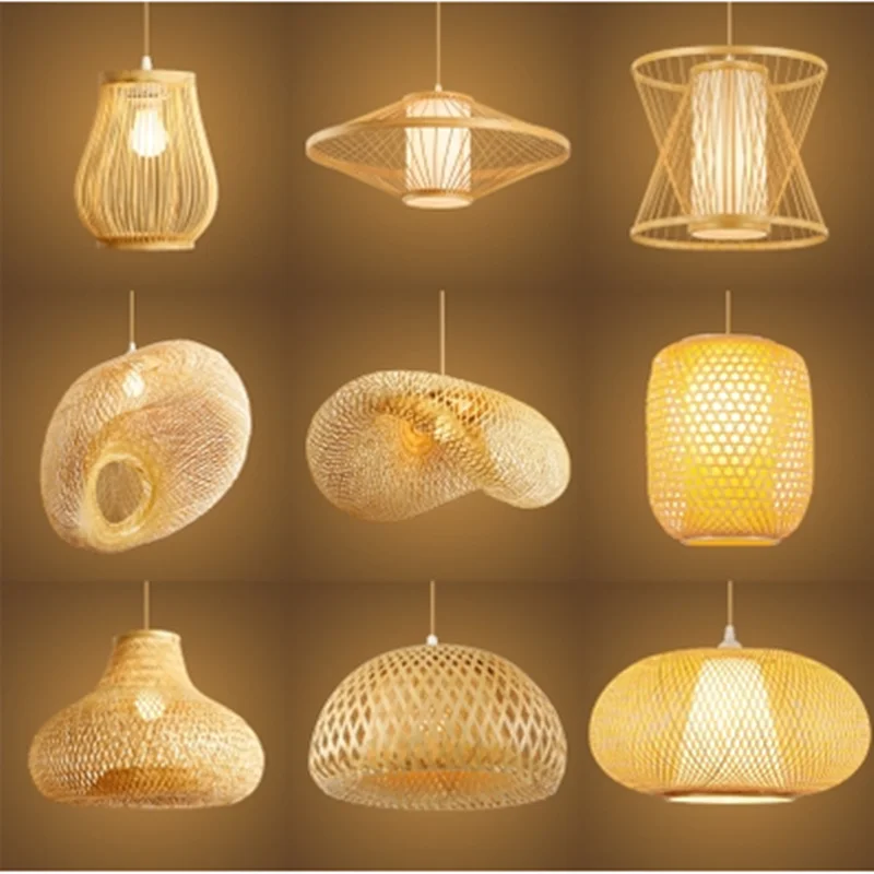 Китайский стиль ручной работы бамбуковая лампа подвесной светильник Плетеный