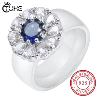 luxury big green blue white crystal stone ring healthy ceramic rings gold wedding jewelry promise engagement rings women
